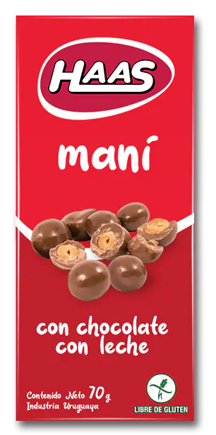 Maní recubierto con chocolate con leche