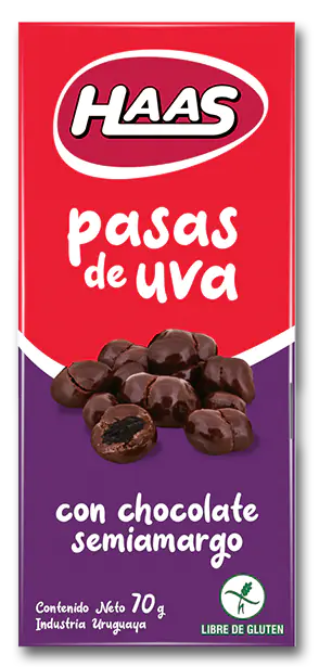 pasas de uva recubiertas con chocolate semi amargo